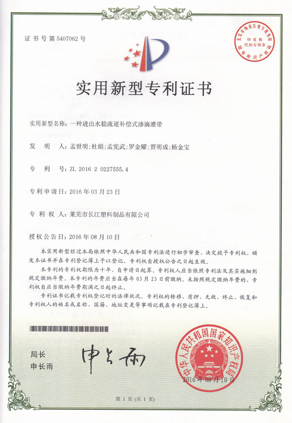 一種進(jìn)出水穩(wěn)流道補(bǔ)償式滲滴灌帶